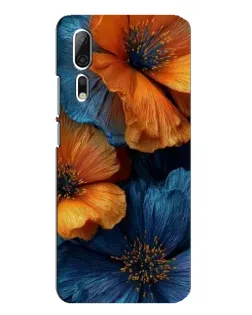 Чехол для ZTE Axon 10 Pro с картинкой «Яркая сине-оранжевая флора»
