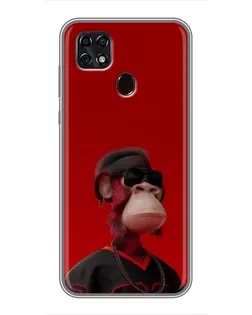 Чехол для ZTE Blade 20 Smart с картинкой «Bored Ape в красном»