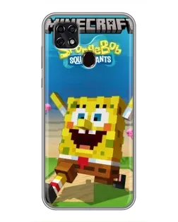 Чехол для ZTE Blade 20 Smart с картинкой «Губка Боб Minecraft»