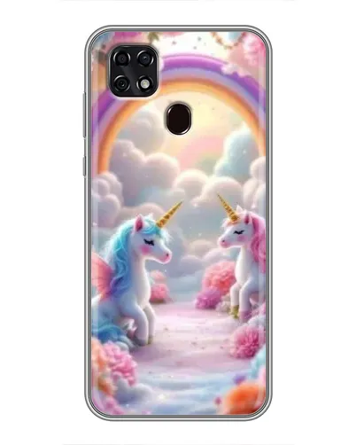 Чехол для ZTE Blade 20 Smart с картинкой «Радуга и единороги»