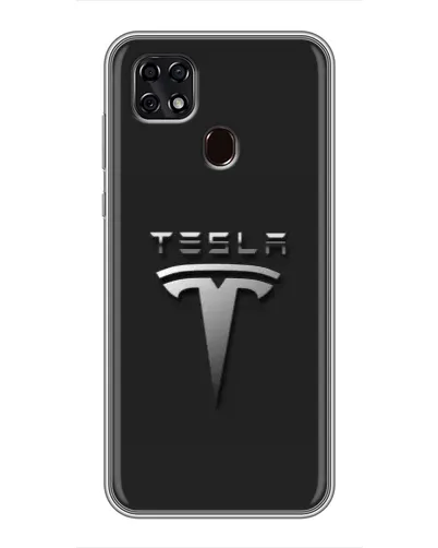 Чехол для ZTE Blade 20 Smart с картинкой «Стальной логотип Tesla»
