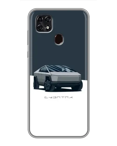 Чехол для ZTE Blade 20 Smart с картинкой «Серебристый Cybertruck Tesla»