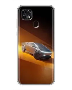 Чехол для ZTE Blade 20 Smart с картинкой «Cybertruck в пустыне»