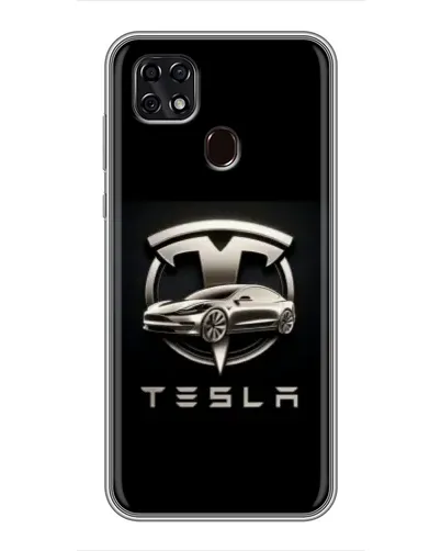 Чехол для ZTE Blade 20 Smart с картинкой «Tesla — серебристое авто»