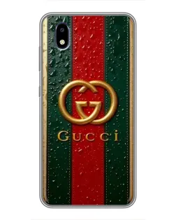 Чехол для ZTE Blade A3 (2020) с картинкой «Gucci — фирменная полоса и золото»
