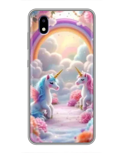 Чехол для ZTE Blade A3 (2020) с картинкой «Радуга и единороги»