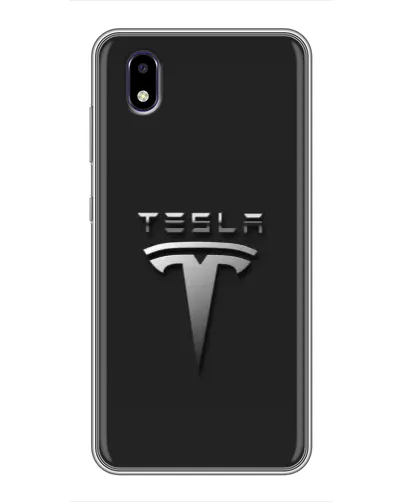 Чехол для ZTE Blade A3 (2020) с картинкой «Стальной логотип Tesla»