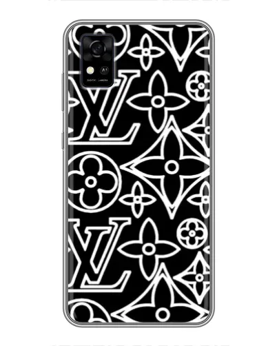 Чехол для ZTE Blade A31 с картинкой «Черно-белый узор LV»