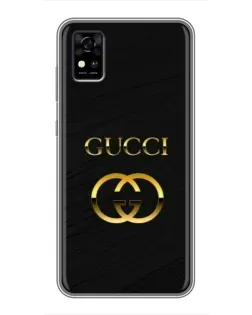 Чехол для ZTE Blade A31 с картинкой «Золотой логотип Gucci»