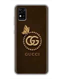 Чехол для ZTE Blade A31 с картинкой «Gucci — золотая бабочка»