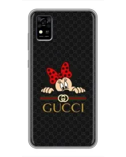 Чехол для ZTE Blade A31 с картинкой «Минни Маус Gucci — черный»