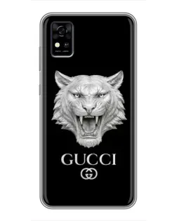 Чехол для ZTE Blade A31 с картинкой «Gucci — серебряный лев»