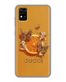 Чехол для ZTE Blade A31 с картинкой «Gucci — золотые бабочки»