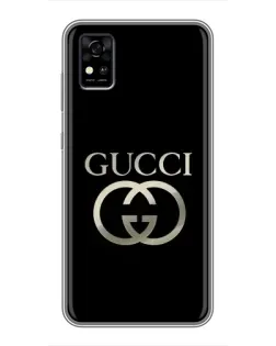 Чехол для ZTE Blade A31 с картинкой «Gucci — золото на черном»