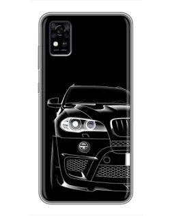 Чехол для ZTE Blade A31 с картинкой «Темный силуэт BMW»