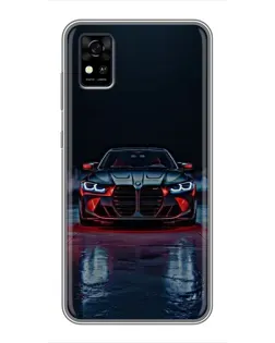 Чехол для ZTE Blade A31 с картинкой «BMW на мокрой дороге»