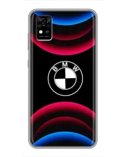 Чехол для ZTE Blade A31 с картинкой «Логотип BMW и неоновые дуги»