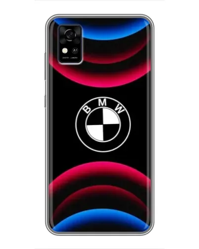 Чехол для ZTE Blade A31 с картинкой «Логотип BMW и неоновые дуги»