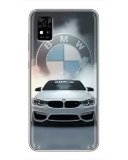 Чехол для ZTE Blade A31 с картинкой «BMW в белом дыму»