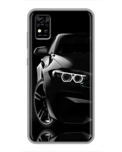 Чехол для ZTE Blade A31 с картинкой «Черная BMW — профиль»
