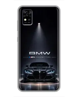Чехол для ZTE Blade A31 с картинкой «BMW сквозь ночной город»