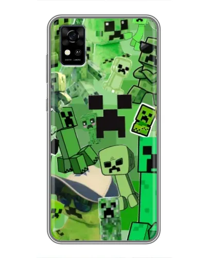 Чехол для ZTE Blade A31 с картинкой «Криперы Minecraft»