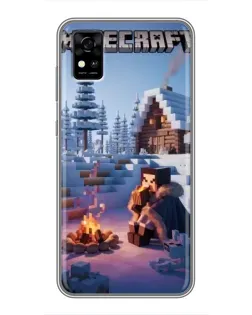 Чохол для ZTE Blade A31 з картинкою «Зимовий Minecraft»