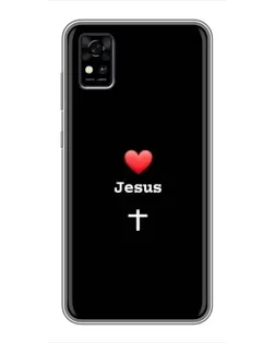 Чехол для ZTE Blade A31 с картинкой «Сердце - Jesus»