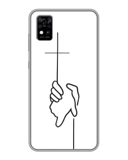 Чехол для ZTE Blade A31 с картинкой «Рука держит»