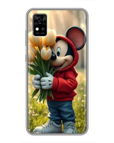 Чехол для ZTE Blade A31 с картинкой «Микки с тюльпанами»