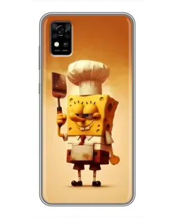Чехол для ZTE Blade A31 с картинкой «Губка Боб повар»