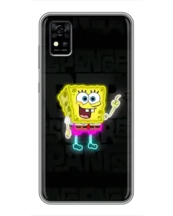 Чехол для ZTE Blade A31 с картинкой «Неоновый Губка Боб»