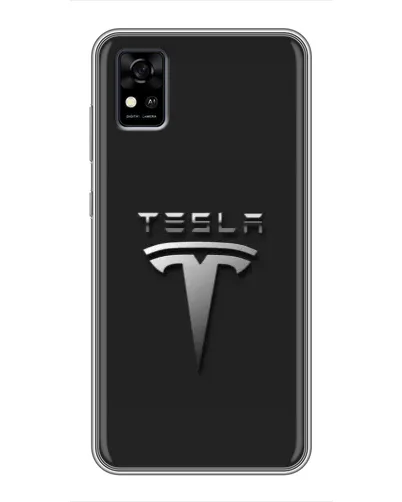 Чехол для ZTE Blade A31 с картинкой «Стальной логотип Tesla»