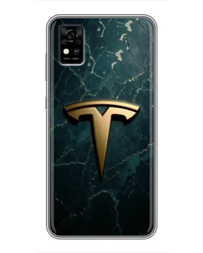 Чехол для ZTE Blade A31 с картинкой «Мраморная Tesla Gold»