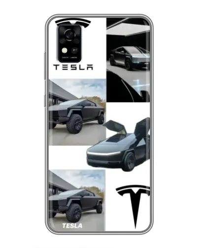 Чехол для ZTE Blade A31 с картинкой «Коллаж Cybertruck Tesla»