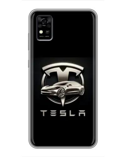Чехол для ZTE Blade A31 с картинкой «Tesla — серебристое авто»