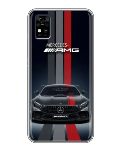 Чехол для ZTE Blade A31 с картинкой «Mercedes — белый карбон»