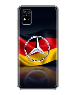 Чехол для ZTE Blade A31 с картинкой «Mercedes — флаг Германии»