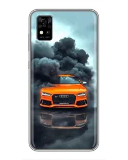 Чехол для ZTE Blade A31 с картинкой «Audi в облаках дыма»