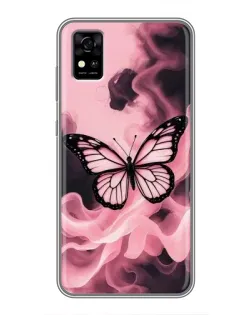 Чехол для ZTE Blade A31 с картинкой «Бабочка в дыму»