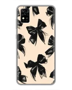 Чехол для ZTE Blade A31 с картинкой «Паттерн черные банты»