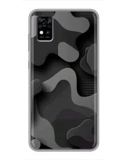 Чехол для ZTE Blade A31 с картинкой «Темный абстрактный камуфляж»