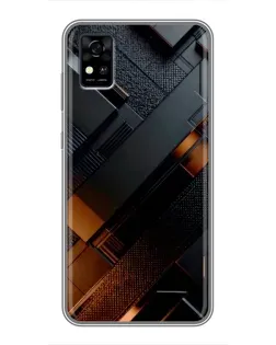 Чехол для ZTE Blade A31 с картинкой «Черные геометрические блоки»