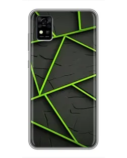 Чехол для ZTE Blade A31 с картинкой «Зеленые геометрические линии»