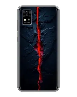 Чехол для ZTE Blade A31 с картинкой «Kрасная лавовая трещина»