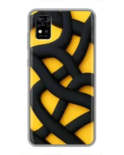 Чехол для ZTE Blade A31 с картинкой «Черное желтое переплетение»