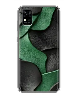 Чехол для ZTE Blade A31 с картинкой «Зеленые кожаные волны»