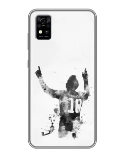 Чехол для ZTE Blade A31 с картинкой «Черно-белый силуэт Месси»