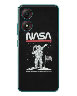 Чехол для ZTE Blade A34 с картинкой «NASA — шагаем по Луне»