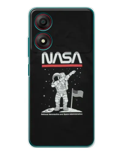 Чехол для ZTE Blade A34 с картинкой «NASA — шагаем по Луне»